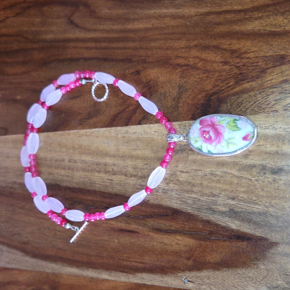 Broken China Flower Necklace 18 inches